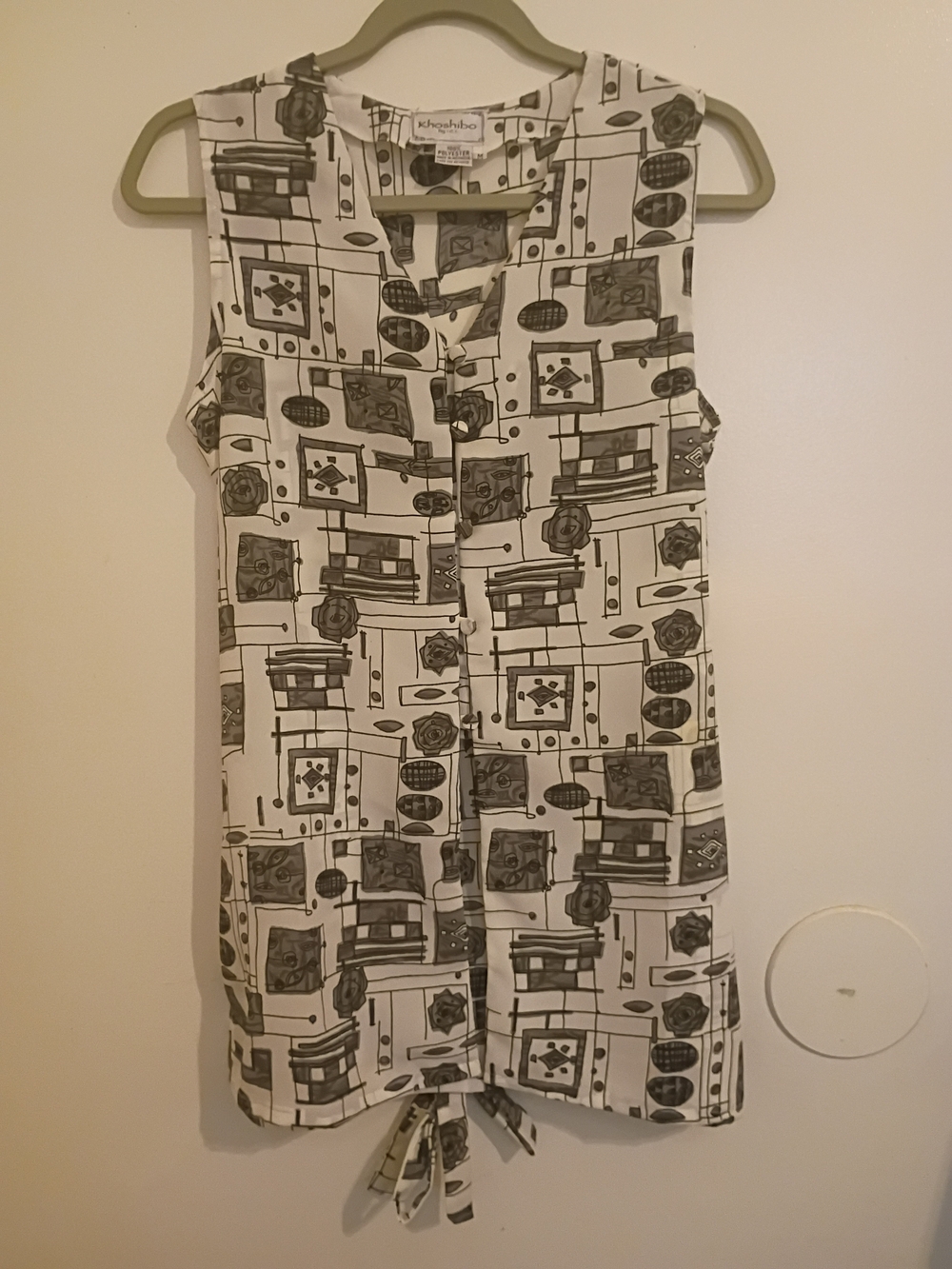 Women's‎ Sleeveless Printed Tunic Top - Black & White Sz M